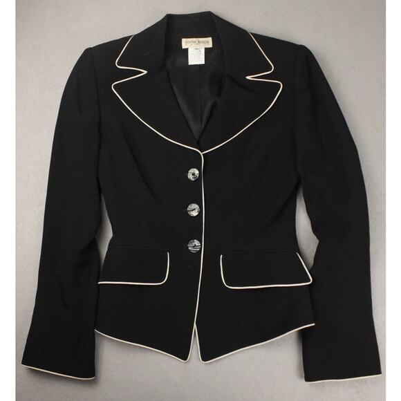 Vtg Sophie Sitbon Paris Womens Set Blazer and Vest Black White Trim Sz 36/38 - Picture 3 of 16
